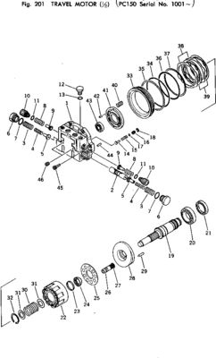 21K-60-00020 สำหรับ Komatsu PC150-1 Excavator Travel Assembly Final Drive Original Travel มอเตอร์หลังการขายคุณภาพสูง